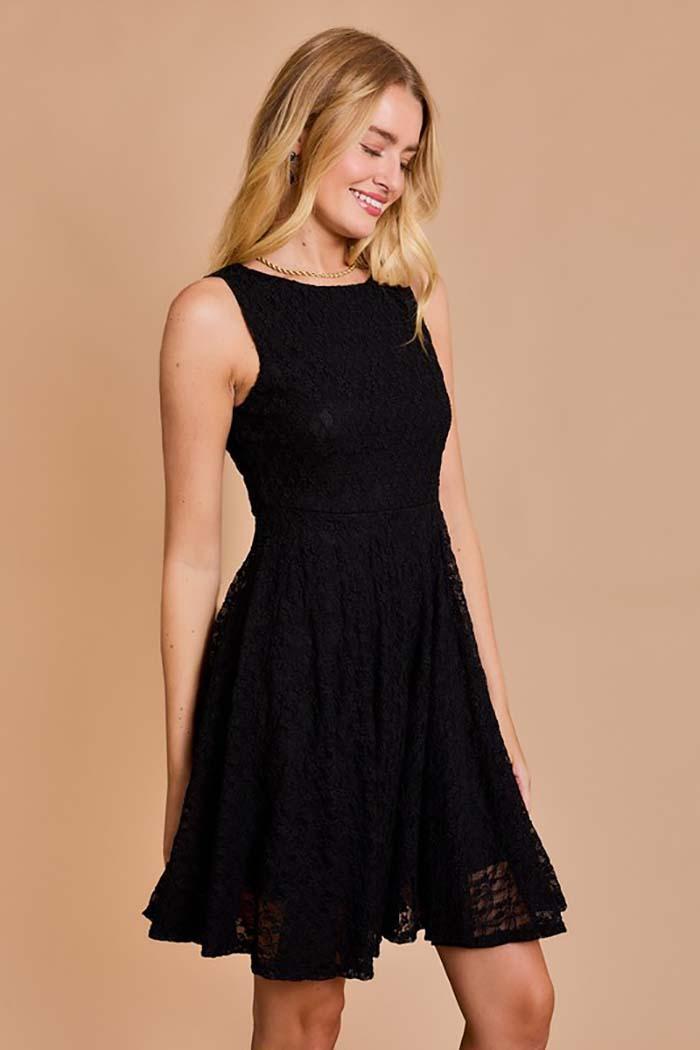 Sleeveless Back V-Neck Textured Dress Product Image