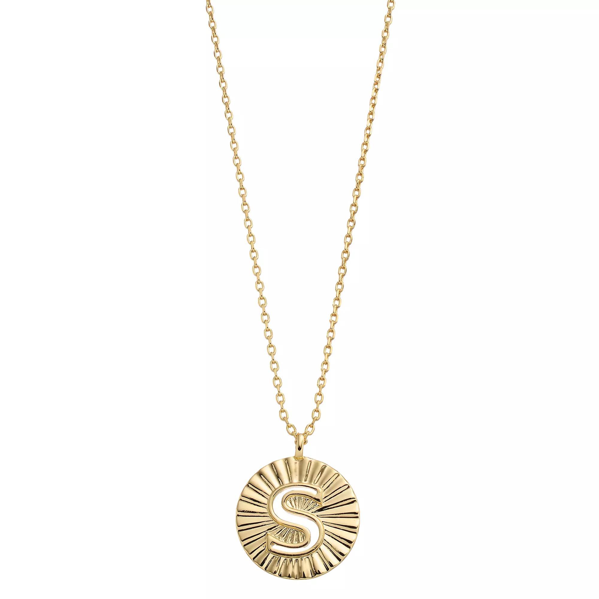 City Luxe Gold Tone Crimped Initial Pendant Necklace, Women's, Size: 18", Gold Tone S Product Image