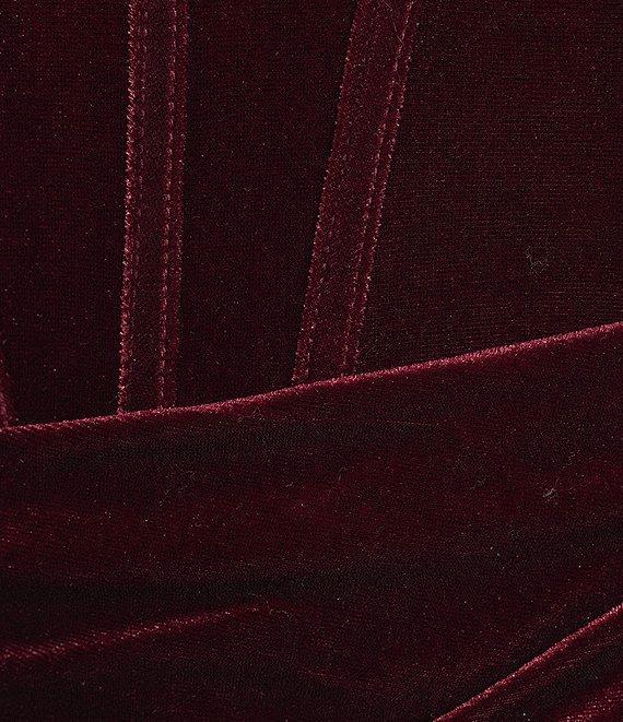 B. Darlin Velvet V-Neck Corset Bustier Shirred Side Slit Dress Product Image