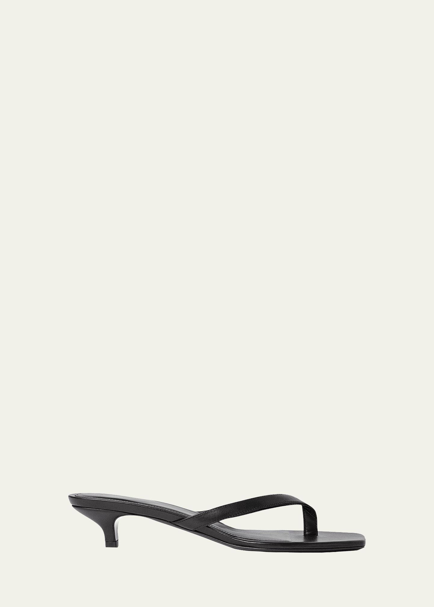 Womens Leather Flip-Flop Kitten-Heel Sandals Product Image