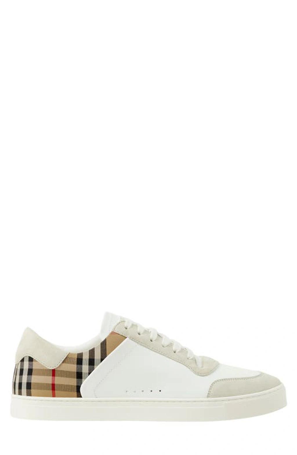 Mens Stevie Check Leather & Canvas Sneakers Product Image