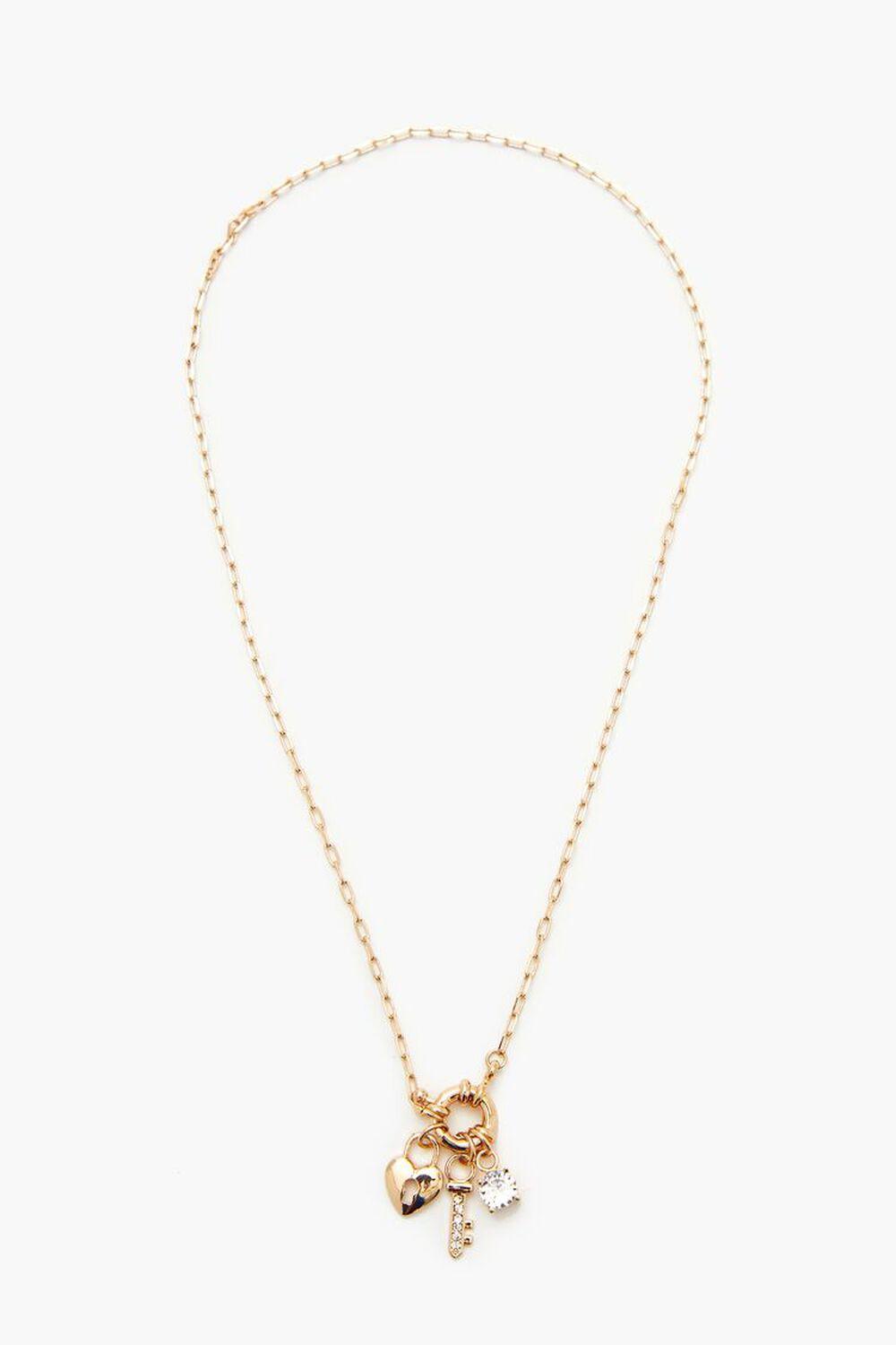 Rhinestone Lock Charm Necklace | Forever 21 Product Image