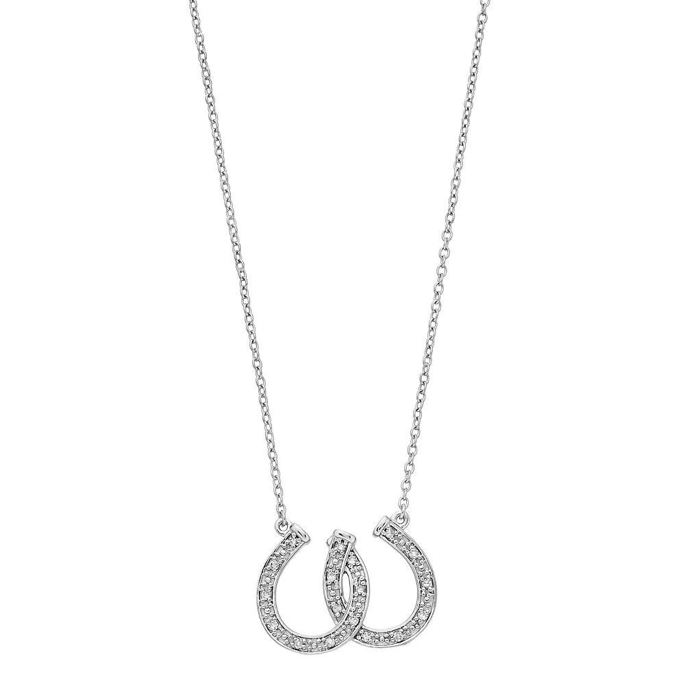 Gemminded Sterling Silver 1/10 Carat T.W. Horseshoe Pendant Necklace, Women's, Size: 18" Product Image