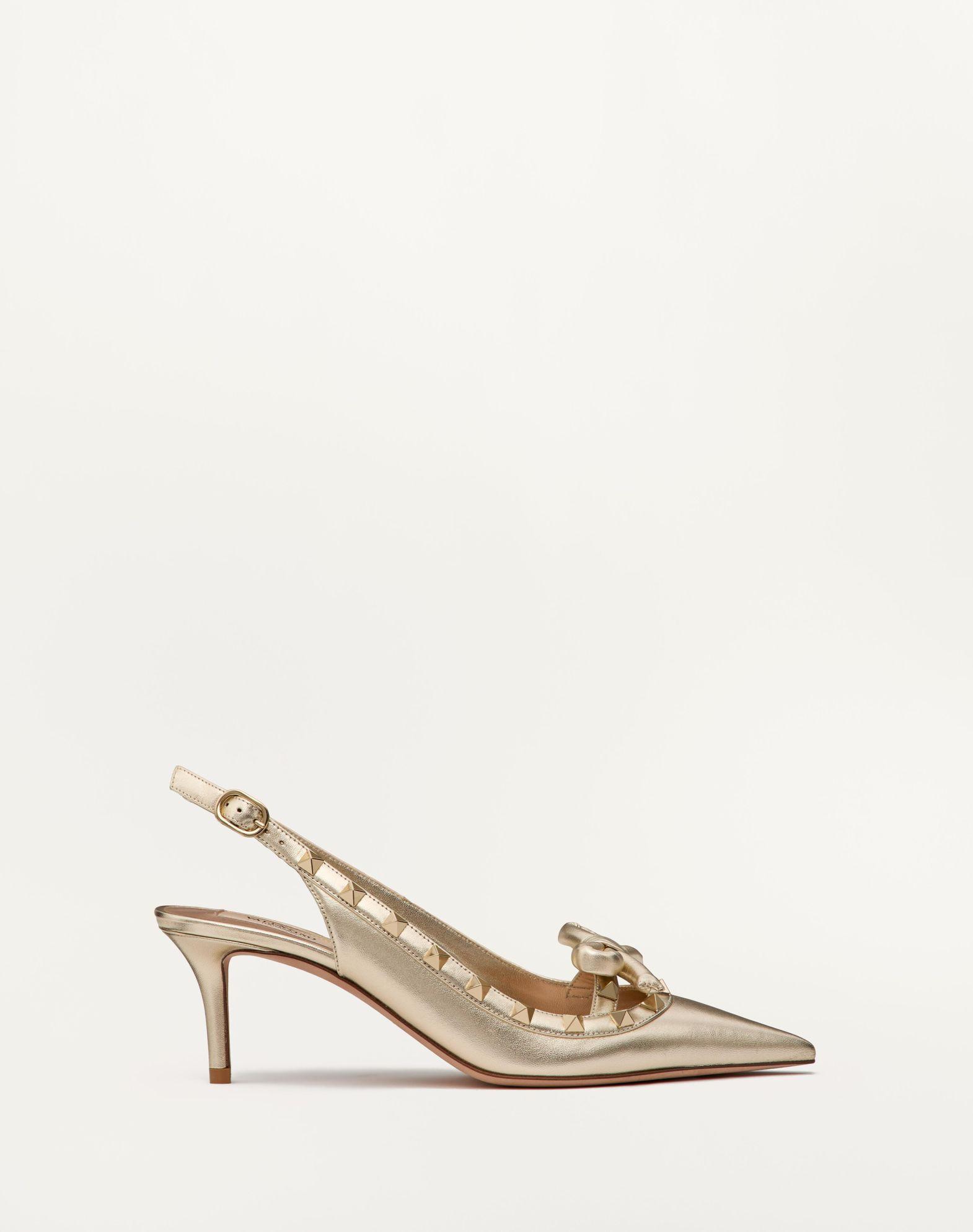 Rockstud Bow Slingback Pumps In Laminated Nappa Leather And 60Mm Tone Studs Product Image