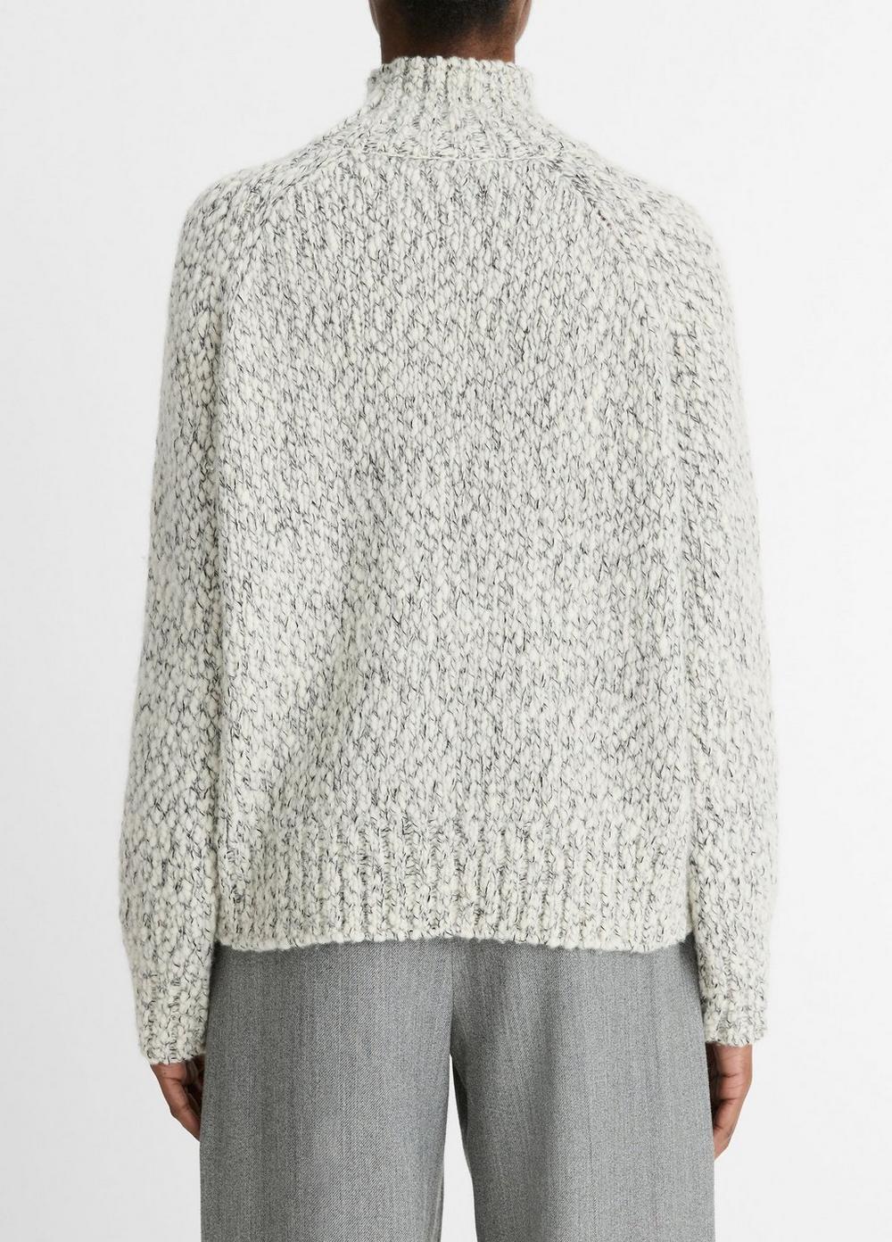 Womens Italian Marled Wool-Blend Turtleneck Sweater, Off White/black, Size M Vince Product Image