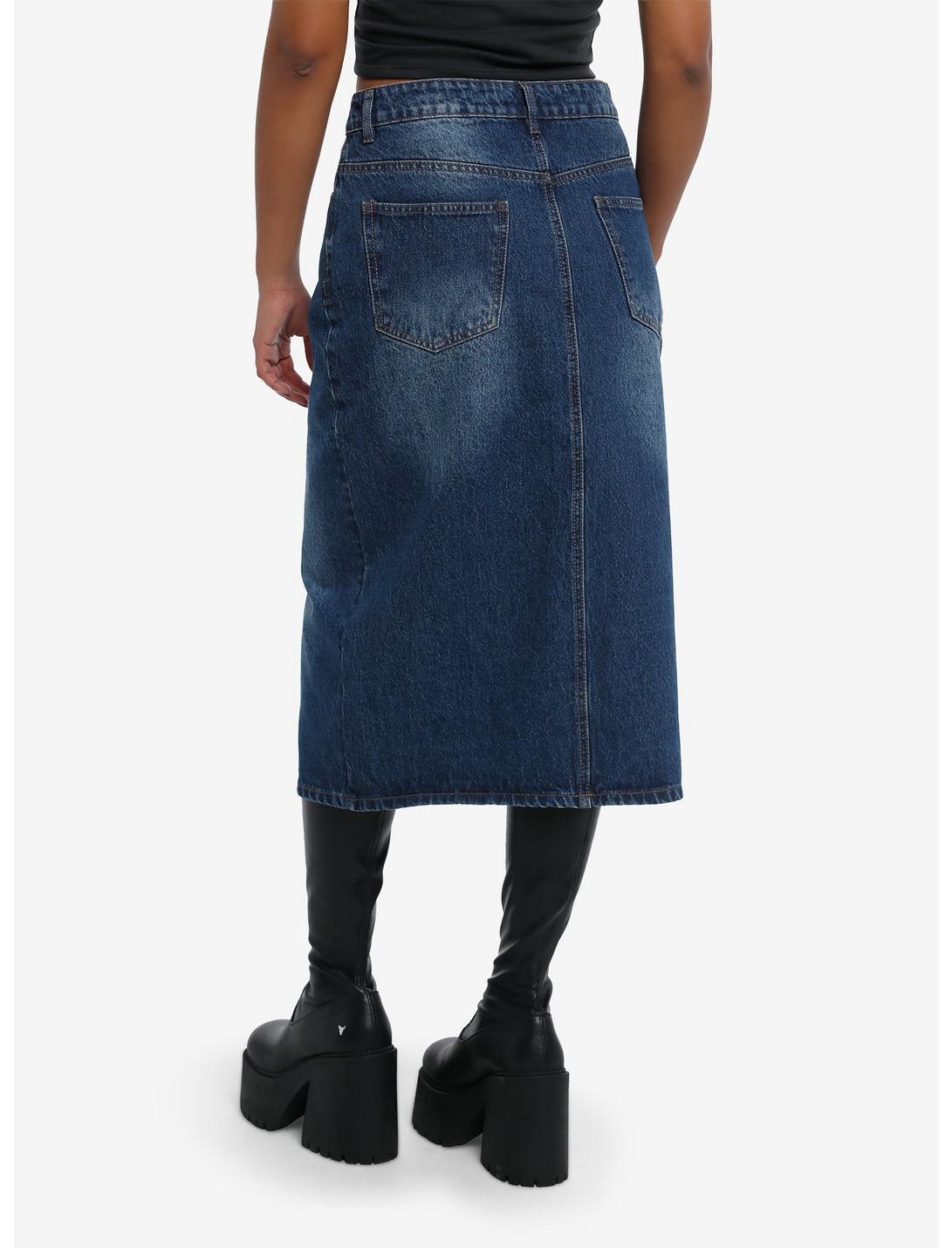 Butterfly Filigree Denim Midi Skirt Product Image