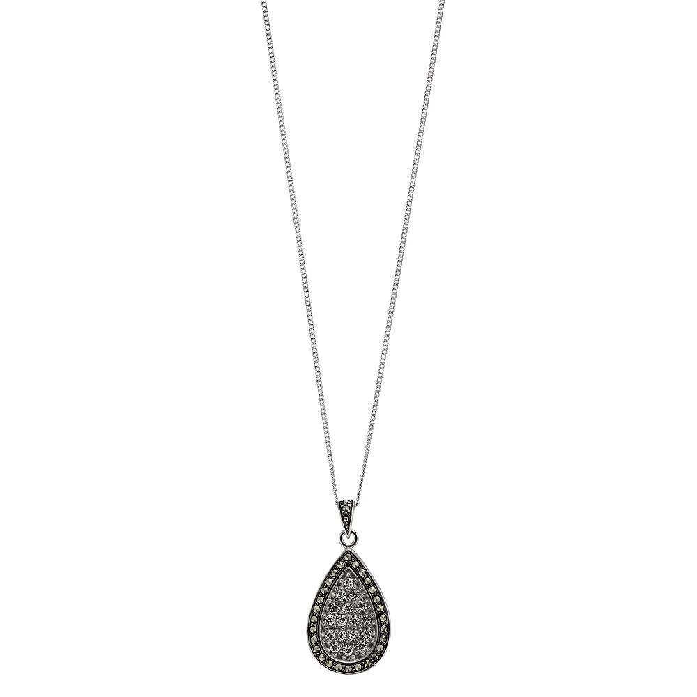 Tori Hill Sterling Silver Marcasite & Crystal Teardrop Pendant Necklace, Women's, Size: 18" Product Image