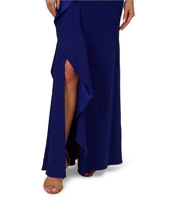 Adrianna Papell One Shoulder Sleeveless Cascading Ruffle Draped Mermaid Gown Product Image