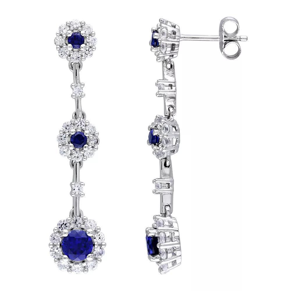 Stella Grace Sterling Silver Lab-Created Blue & White Sapphire Dangle Earrings, Women's Product Image