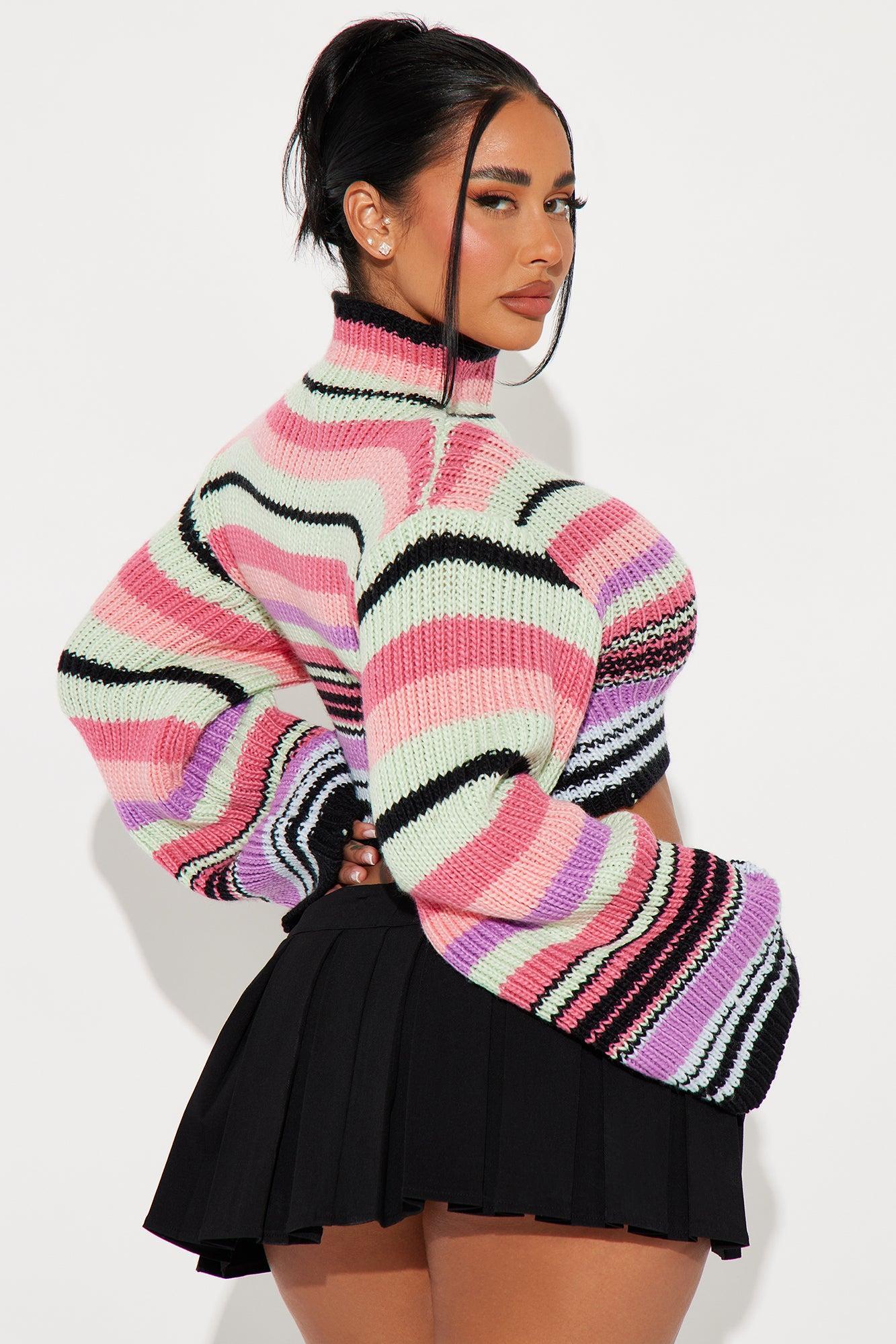 No Worries Striped Sweater - Multi Color Product Image
