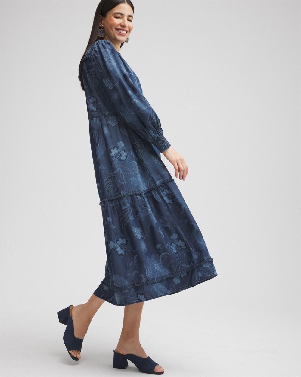 Chambray Fray Trim Tunic Dress Product Image