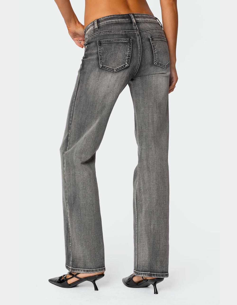 EDIKTED Boot Cut Washed Low Rise Jeans Product Image