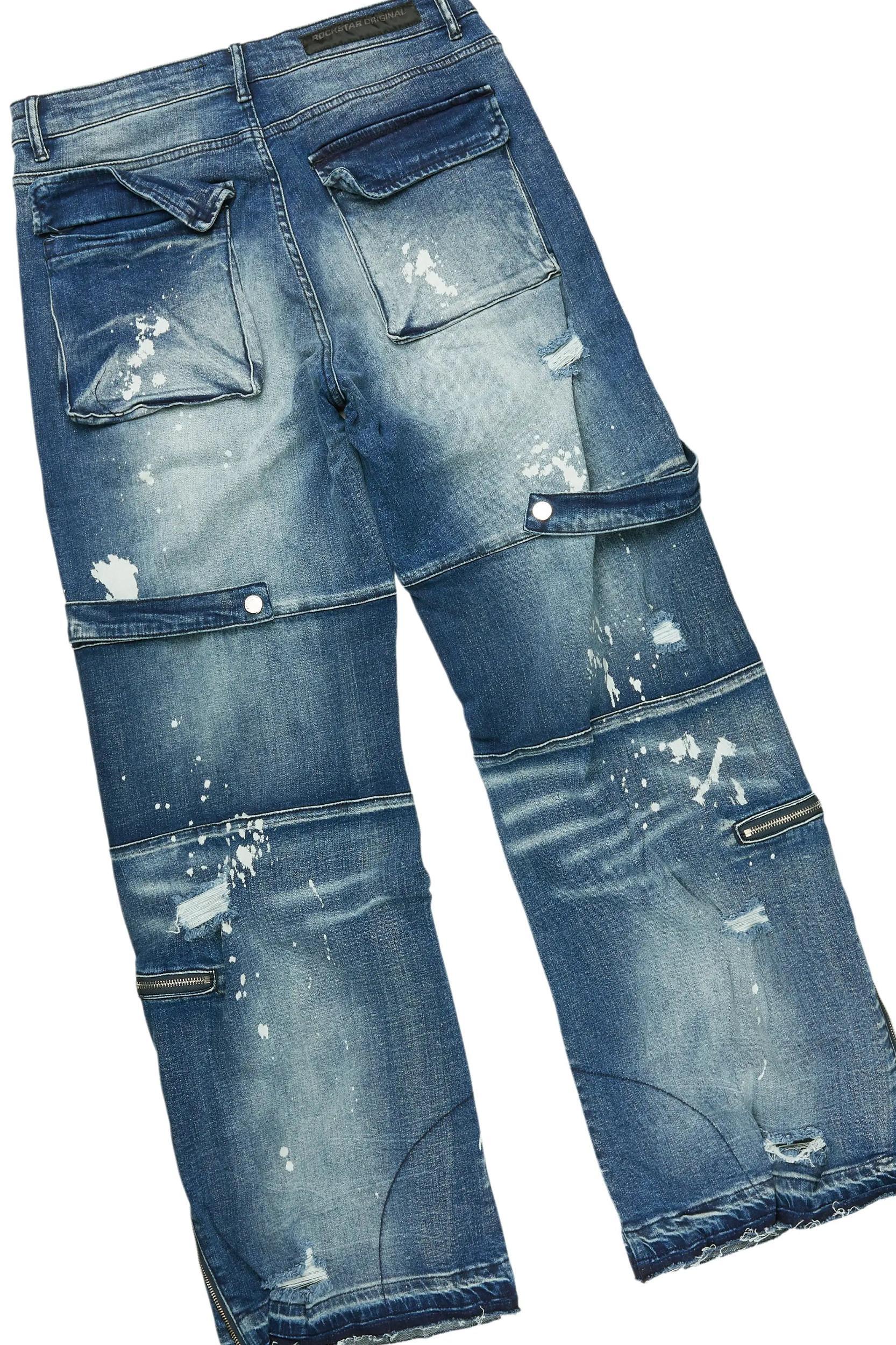 Pello White/Blue T-Shirt & Grib Baggy Fit Jean Bundle Male Product Image