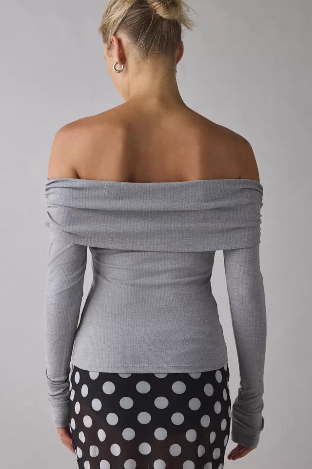 Kimchi Blue Lily Ruched Foldover Off-The-Shoulder Knit Top Product Image