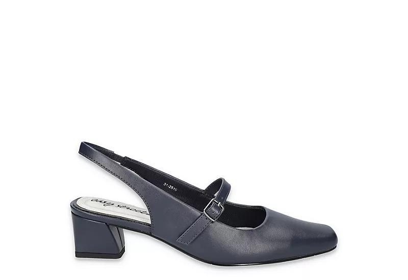 Easy Street Women's Cameo Square Toe Slingback Pumps, Size: 6.5 XW, Blue Product Image
