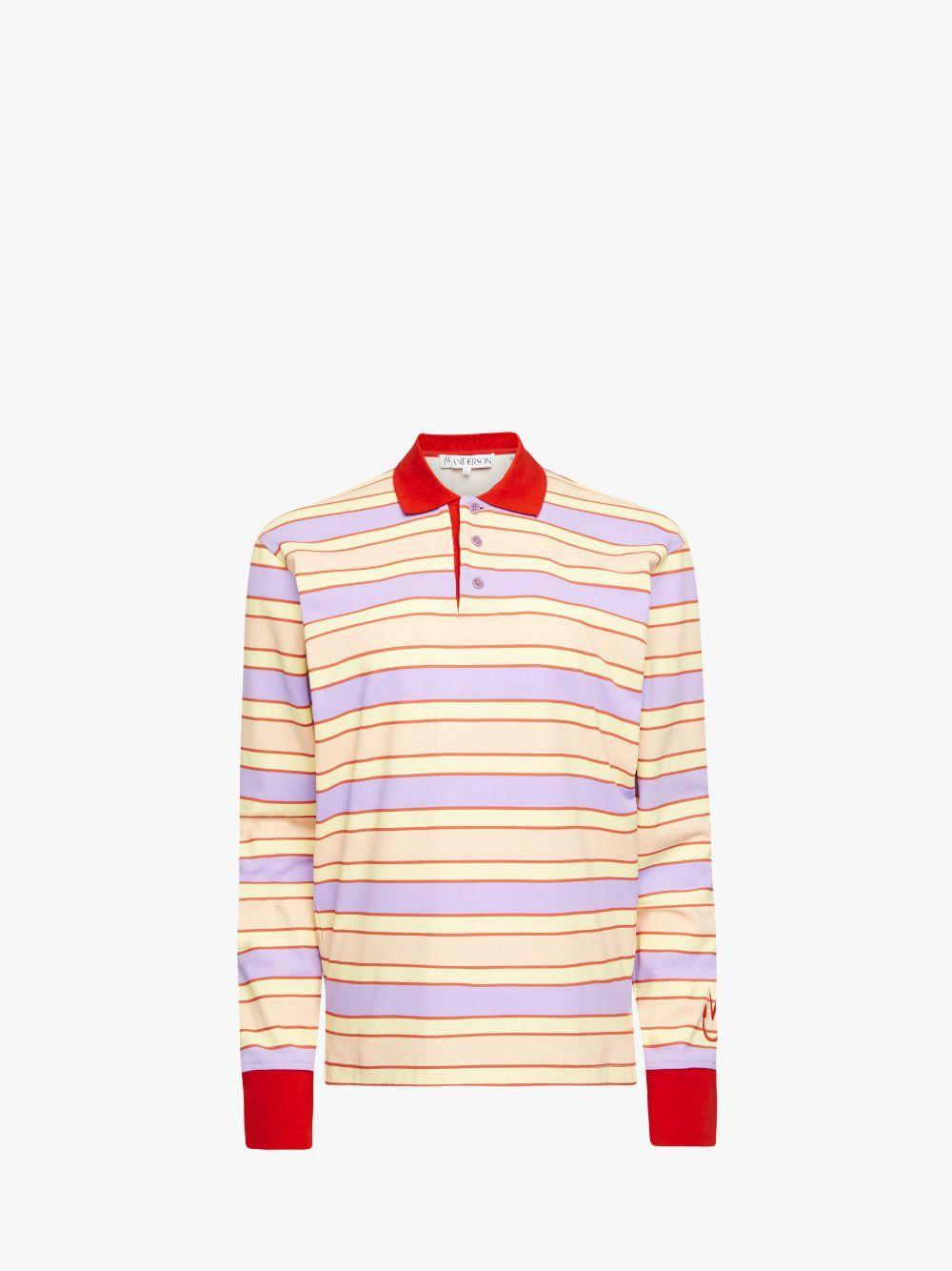 CONTRAST TRIM STRIPED POLO TOP in pink | JW Anderson US  Product Image