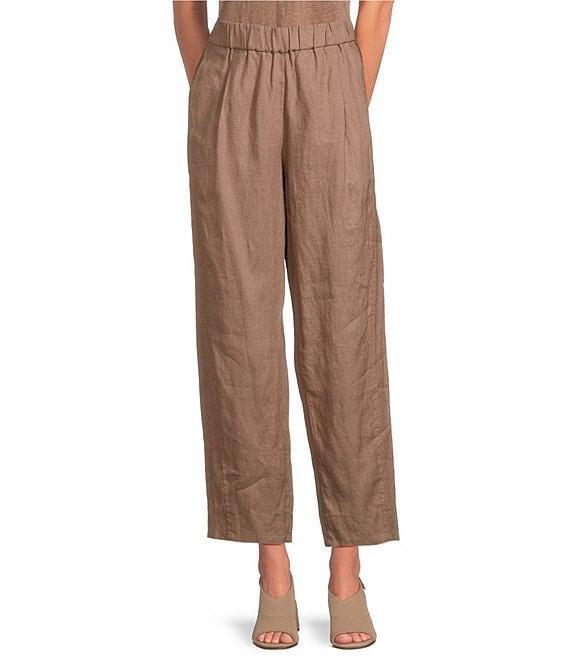 Eileen Fisher Petite Organic Linen Elastic Waist Pleated Lantern Ankle Pants Product Image