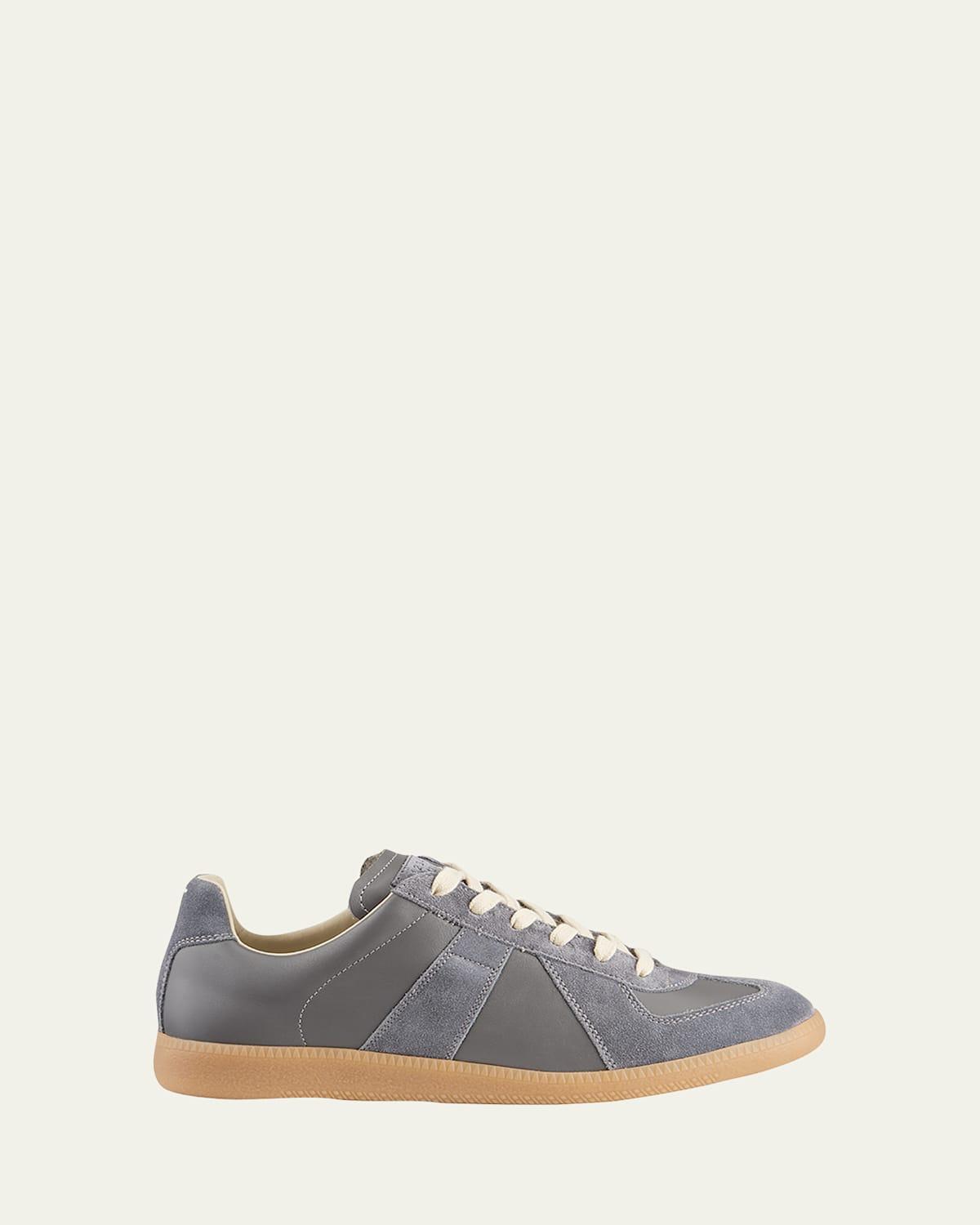 Men's Replica Leather Suede Low-Top Sneakers Product Image