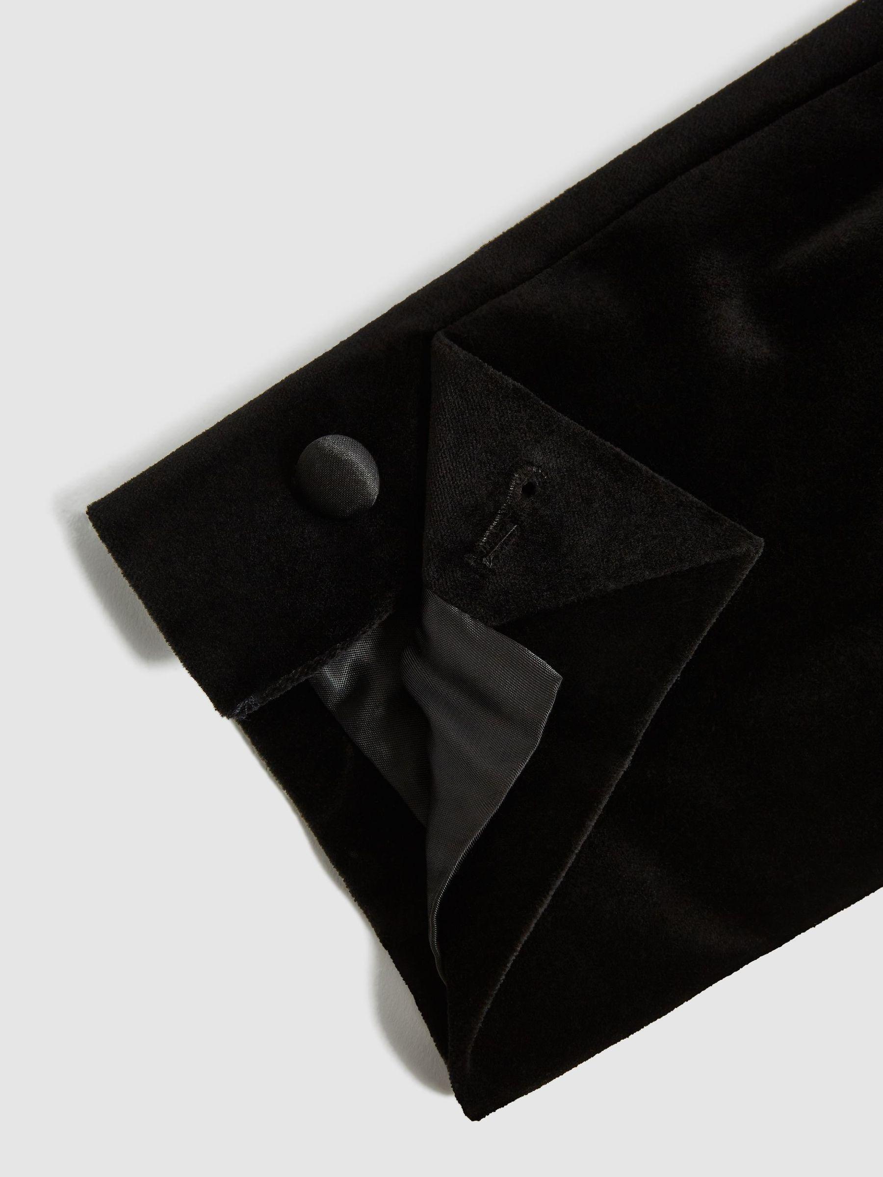 Velvet Single Breasted Slim Fit Jacket in Black Product Image