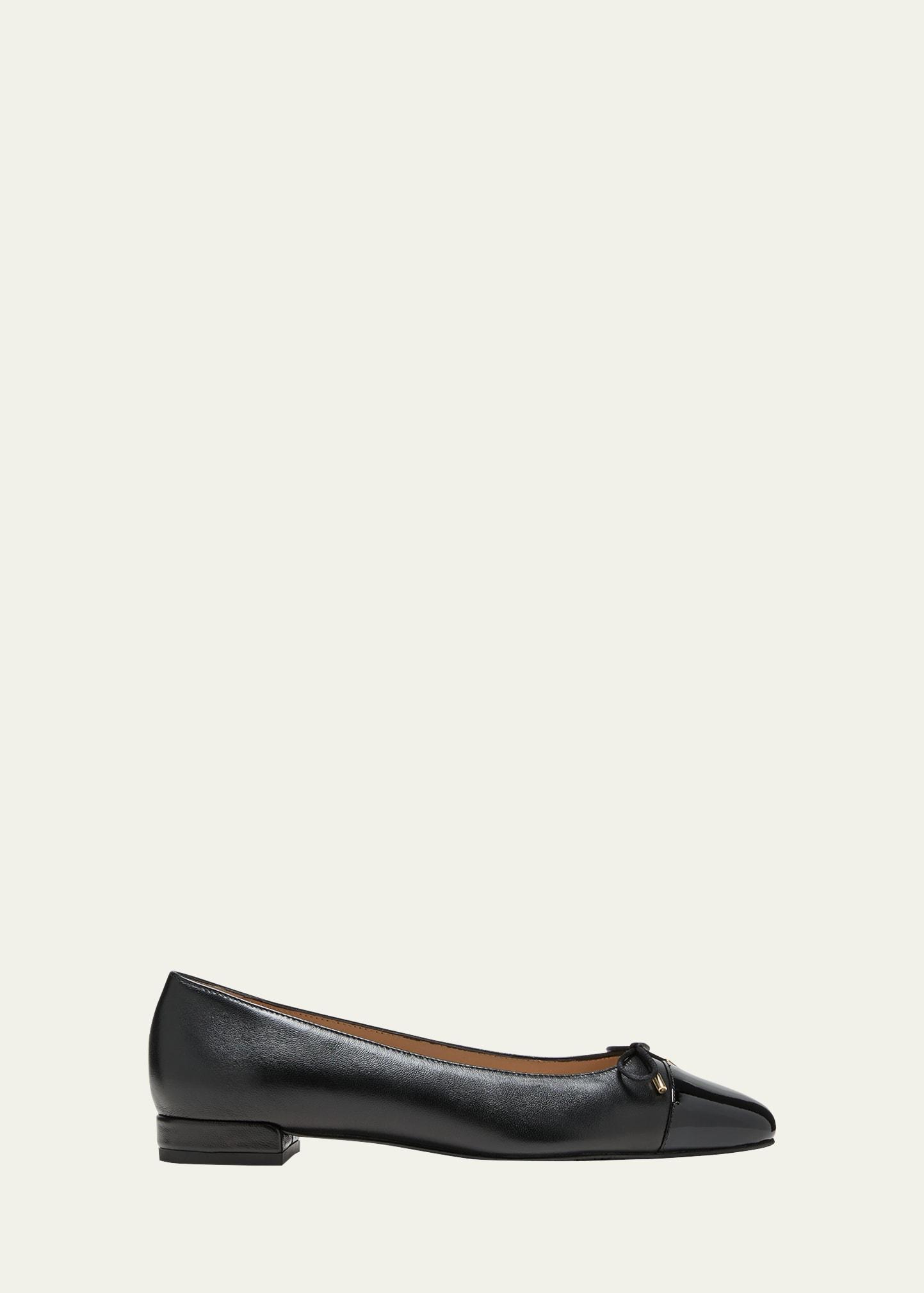 Womens Sleek Bow Leather Ballerina Flats Product Image