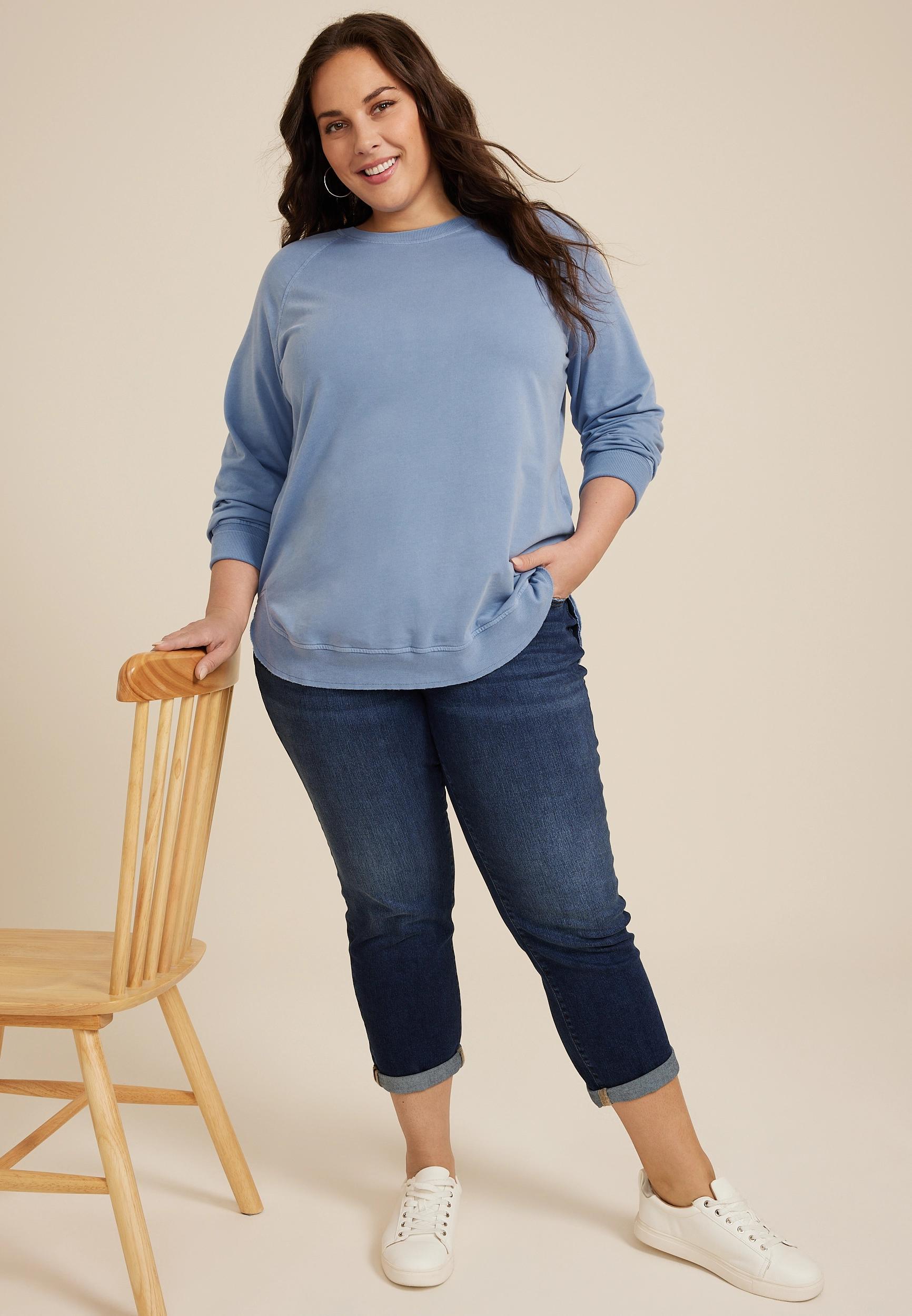 Maurices Plus Size Womens SunhavenCrew Neck Sweatshirt Purple Size 0X Product Image