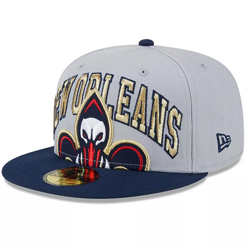 Men's New Era Gray/Navy New Orleans Pelicans Tip-Off Two-Tone 59FIFTY Fitted Hat, Size: 7 1/8, Grey Product Image