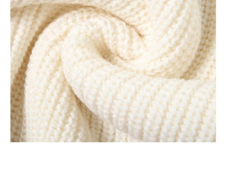 V-Neck Plain Contrast Trim Ribbed Sweater Product Image
