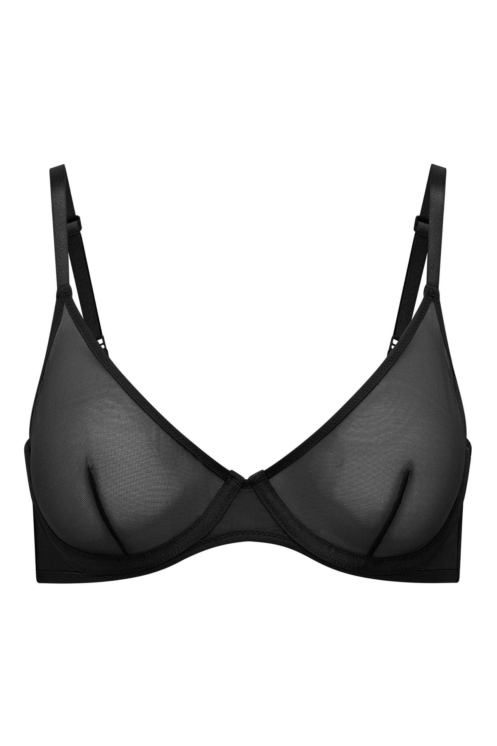 Soft Mesh Single Layer Underwired Bra in Black Product Image