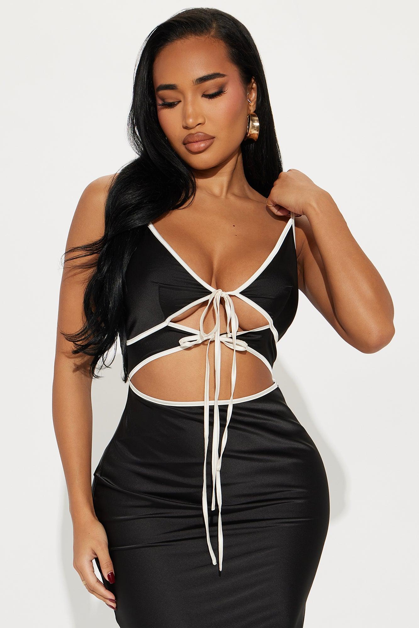 Make You Mine Satin Maxi Dress - Black/combo Product Image