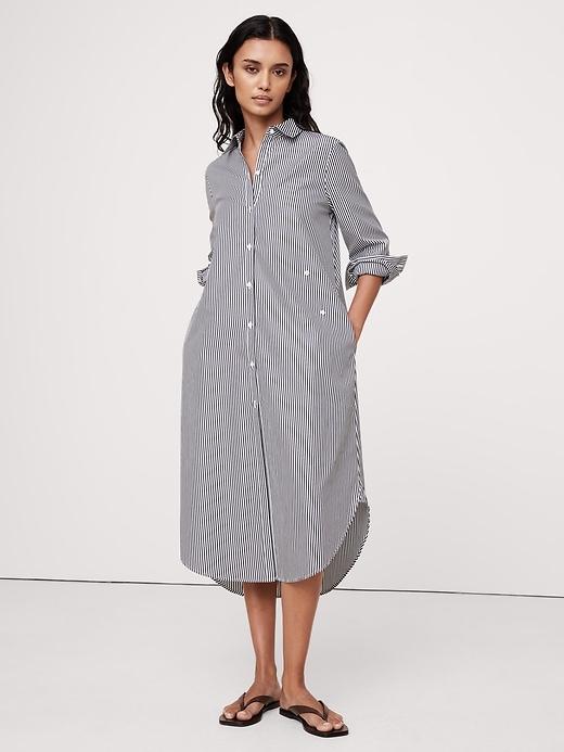 Poplin Asymmetrical Shirt Dress Product Image