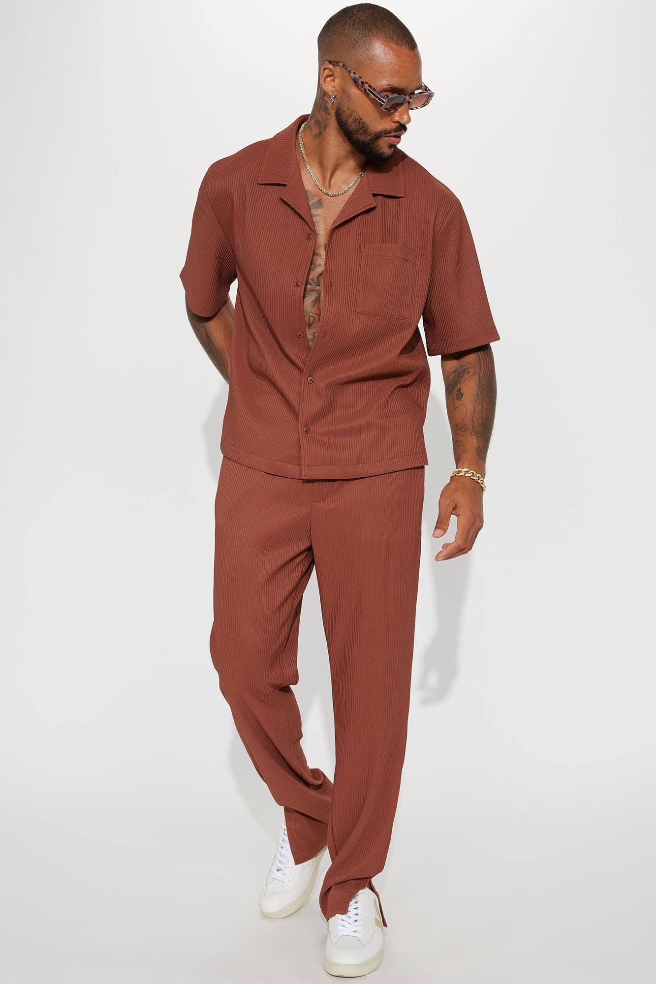 Show Up Slim Slit Pants - Chocolate Product Image