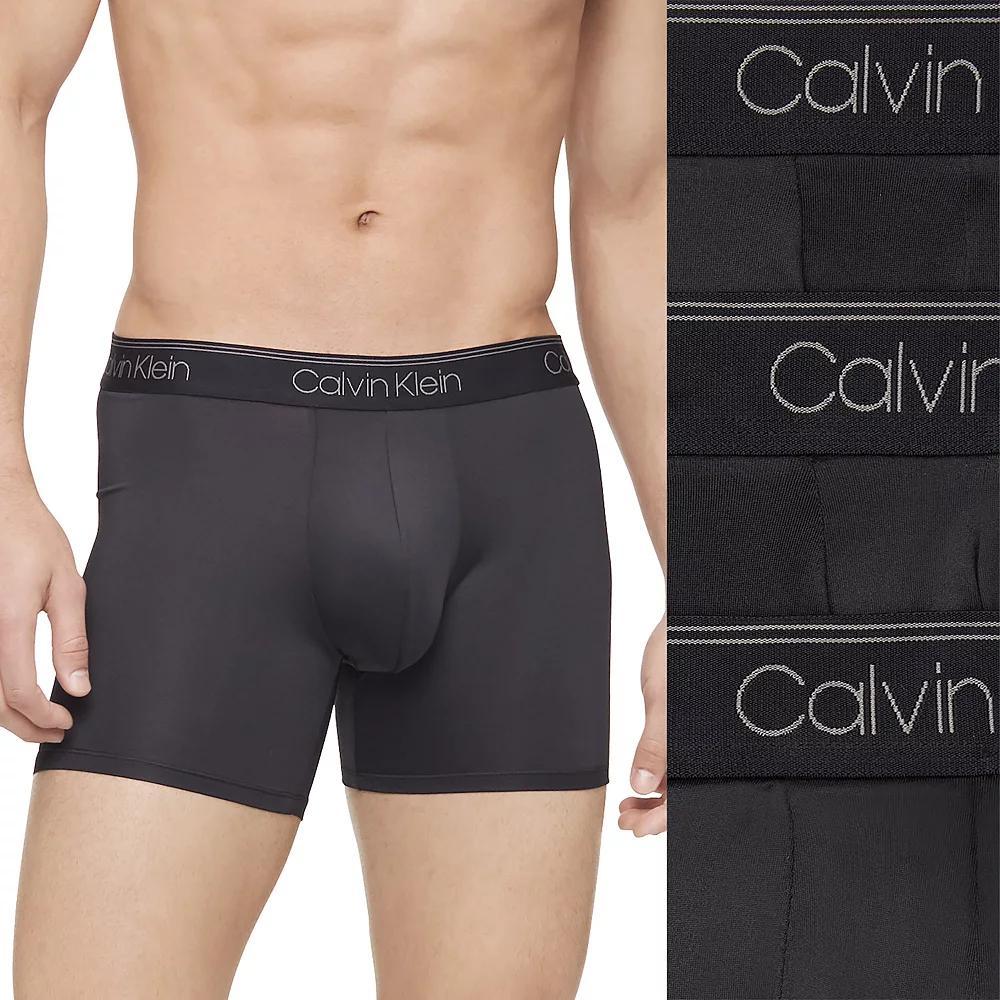 Men's Calvin Klein 3-Pack Microfiber Stretch Boxer Briefs, Size: 2XL, Black Convoy Red Gala Product Image