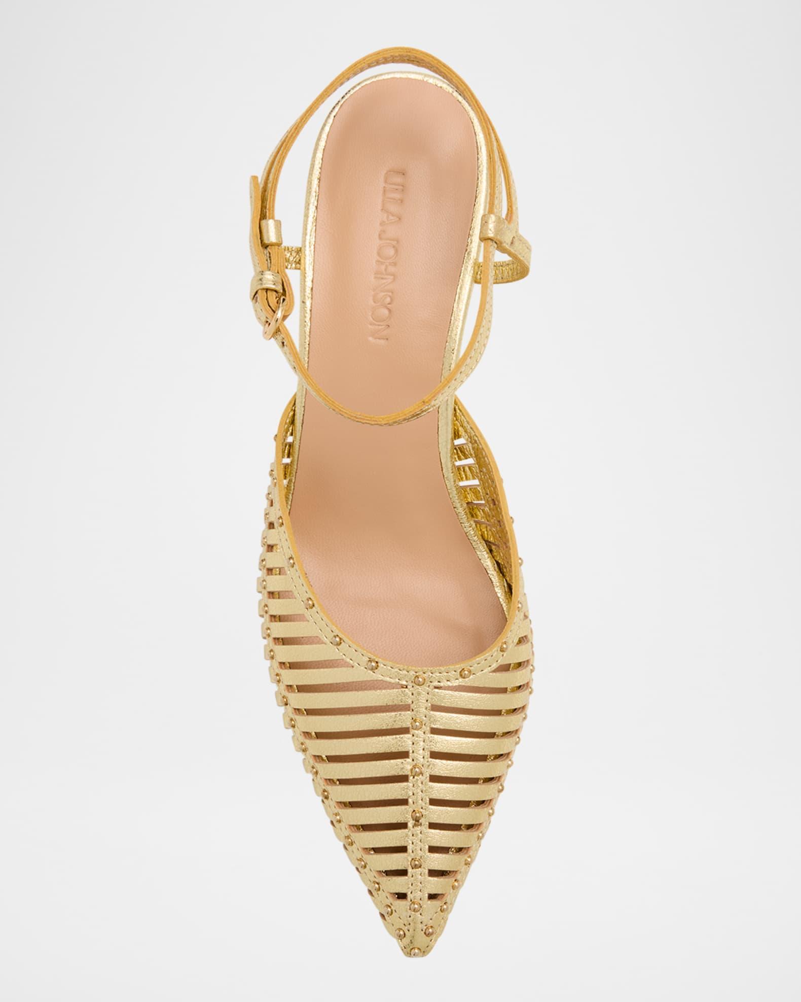 Francine Metallic Leather Cage Kitten Heels Product Image