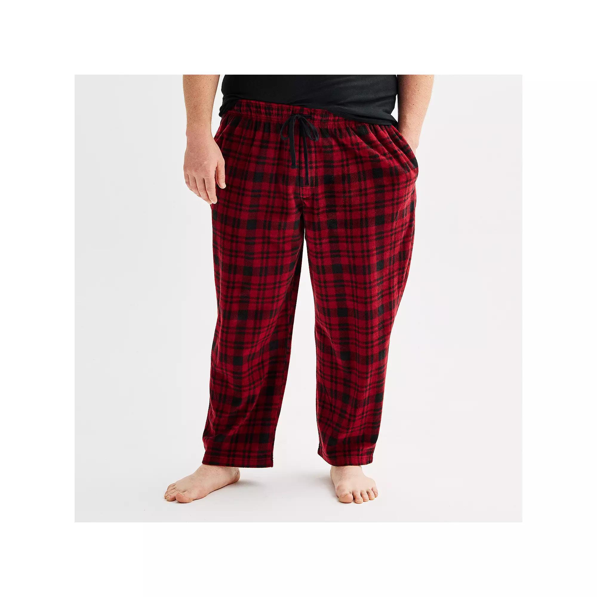Big & Tall Sonoma Goods For Life® Microfleece Pajama Pants, Men's, Size: 2XB, Retro Plaid Red Black Product Image