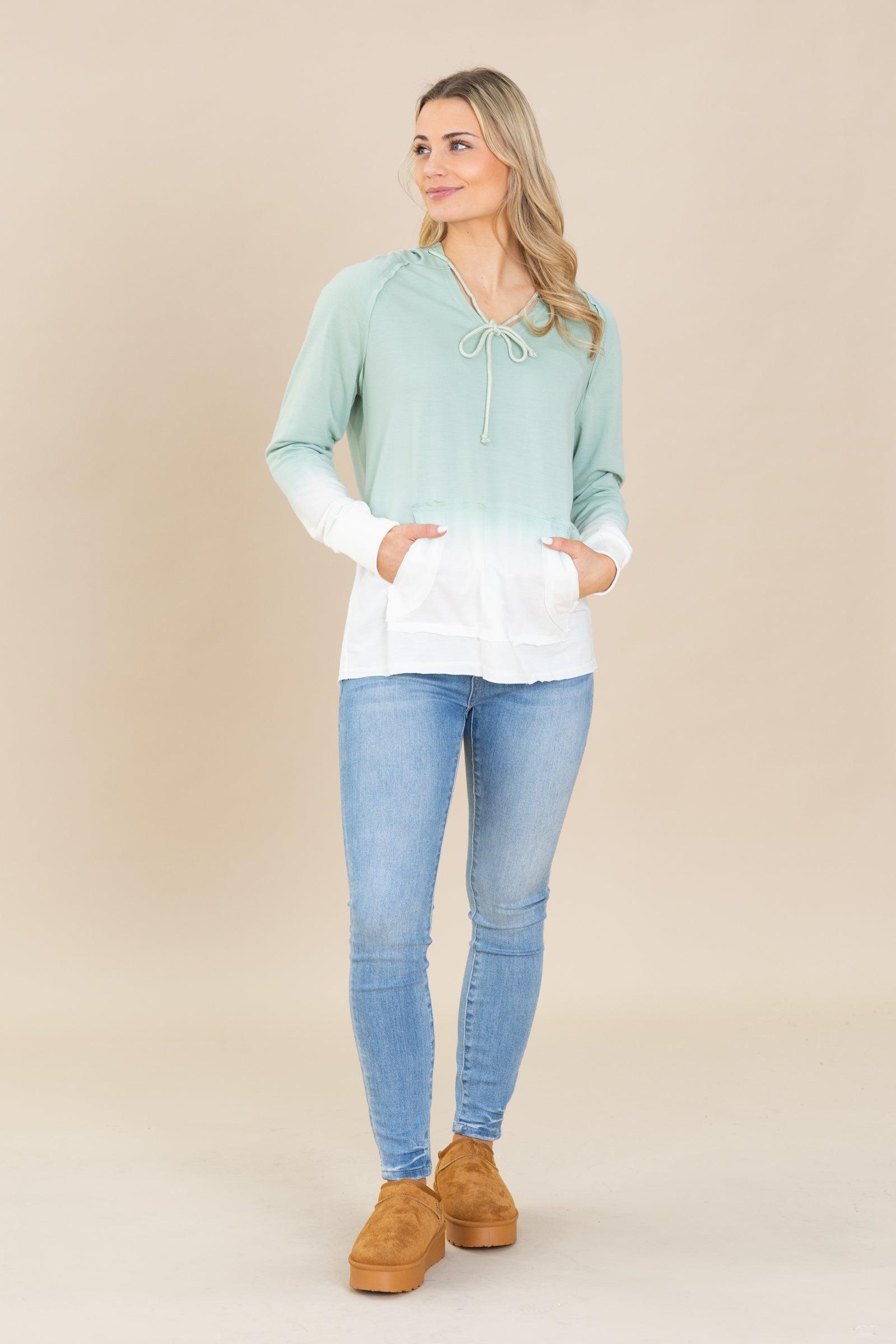 Dip Dyed Hooded Knit Tops Product Image