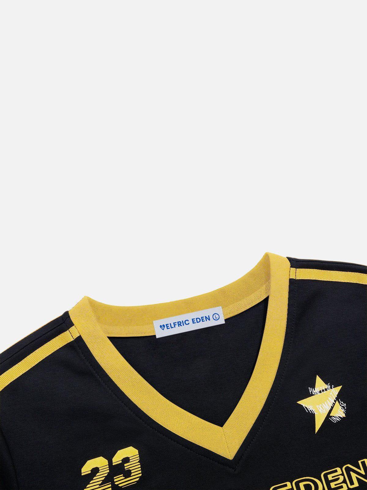 Aelfric Eden Black Yellow Patchwork Long Sleeve Tee Product Image