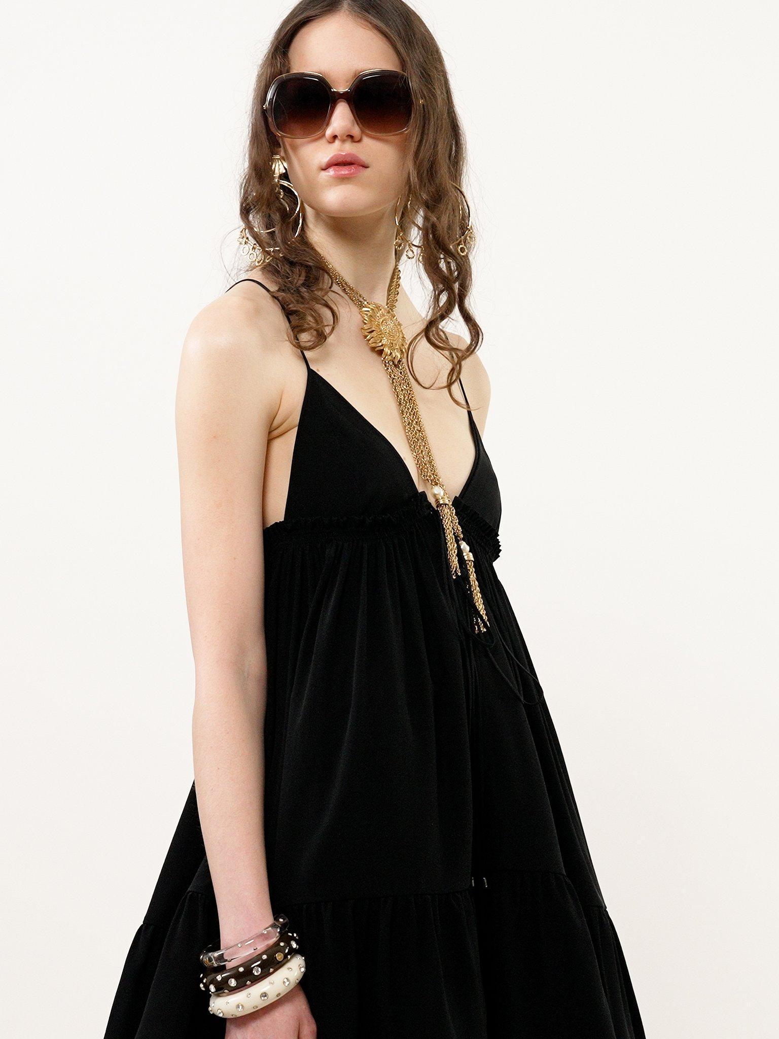 Fluid wide-leg pants in crêpe de chine Product Image