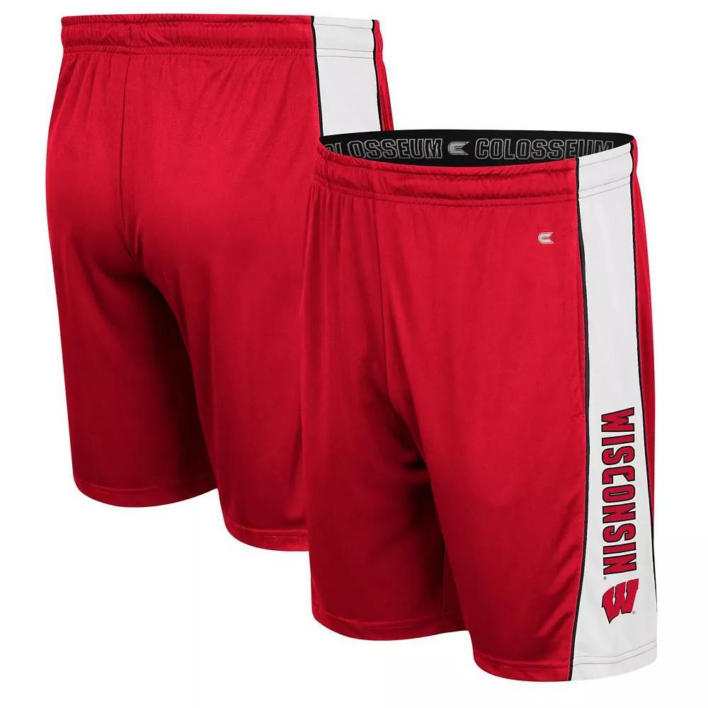 Men's Colosseum Red Wisconsin Badgers Panel Shorts, Size: Small Product Image