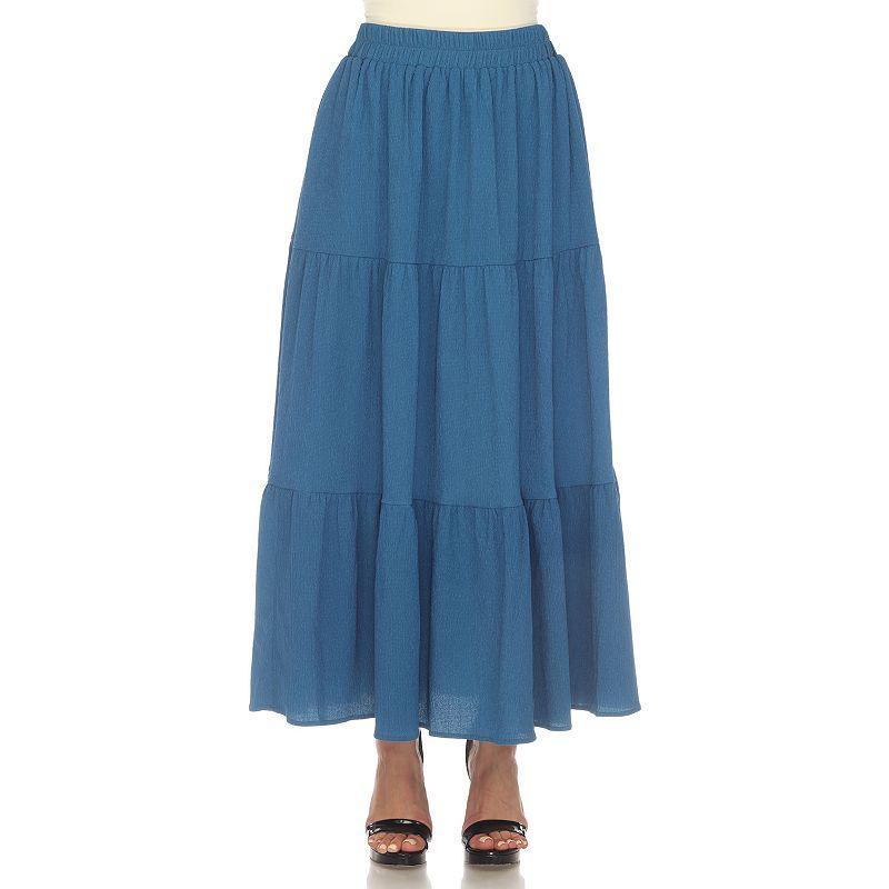 White Mark Womens Pleated Tiered Maxi Skirt Product Image