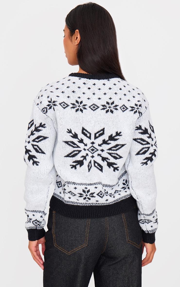 Monochrome Fairisle Printed Oversized Knitted Christmas Sweater Product Image