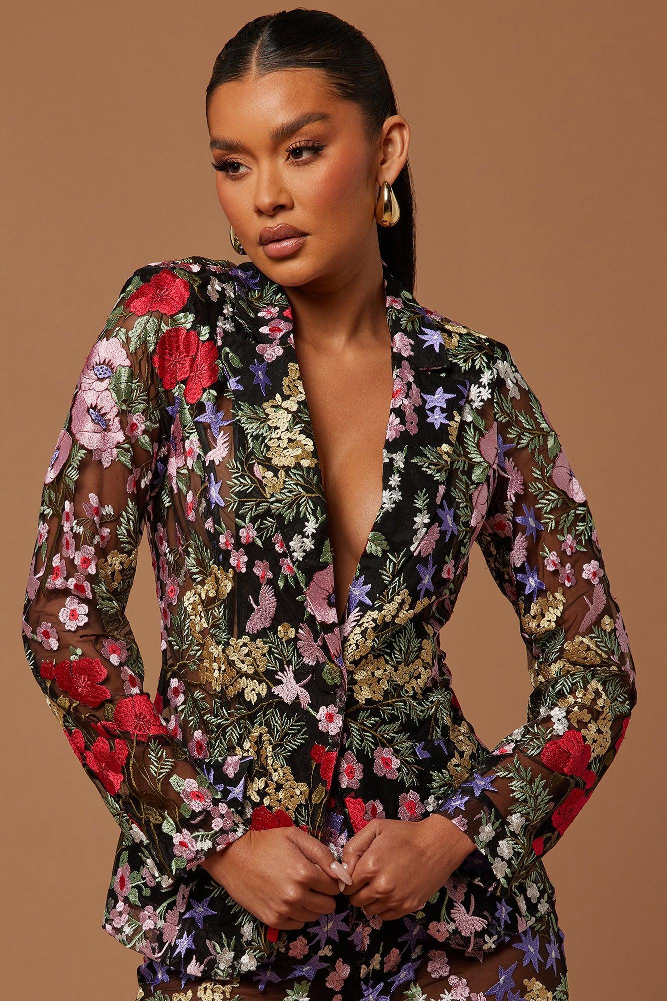 Erin Embroidered Blazer - Black/combo Product Image