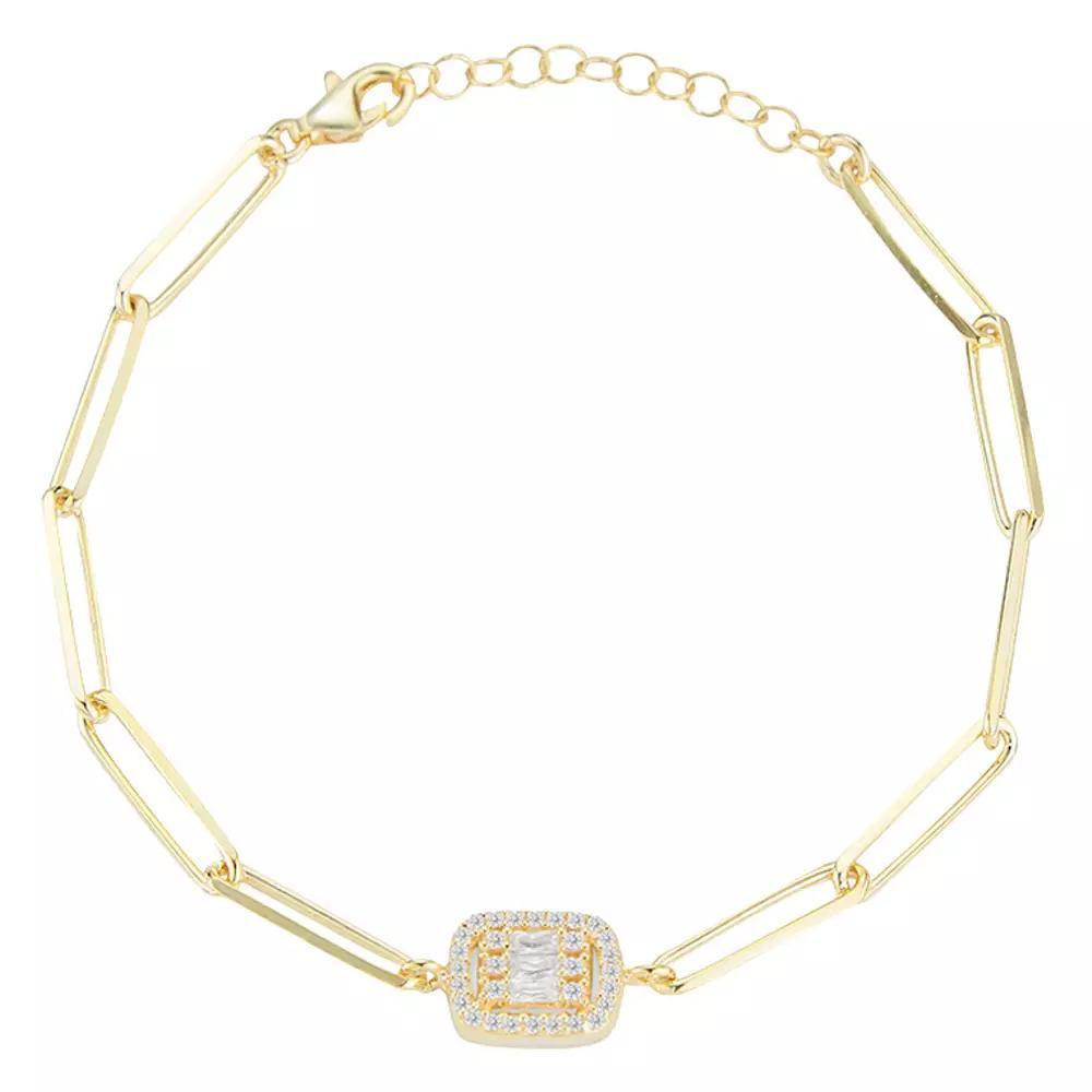 Sunkissed Sterling Cubic Zirconia Link Bracelet, Women's, Size: 7", Gold Tone Product Image