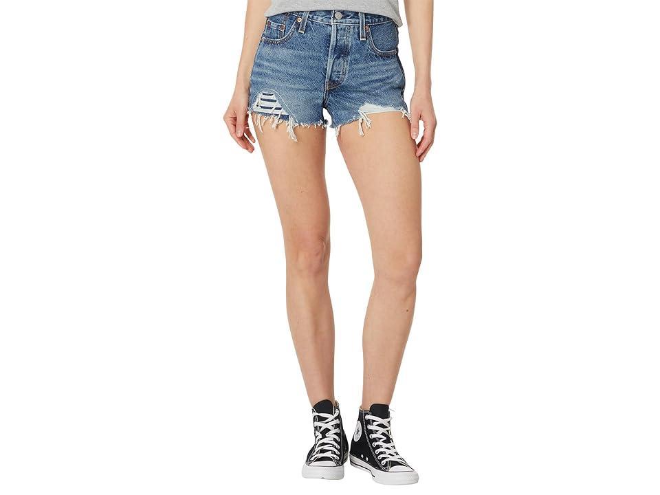 Levi's 501® Original Fit High-Rise Women's Jean Shorts - Darn It Now 33: Denim, Heavyweight, Product Image