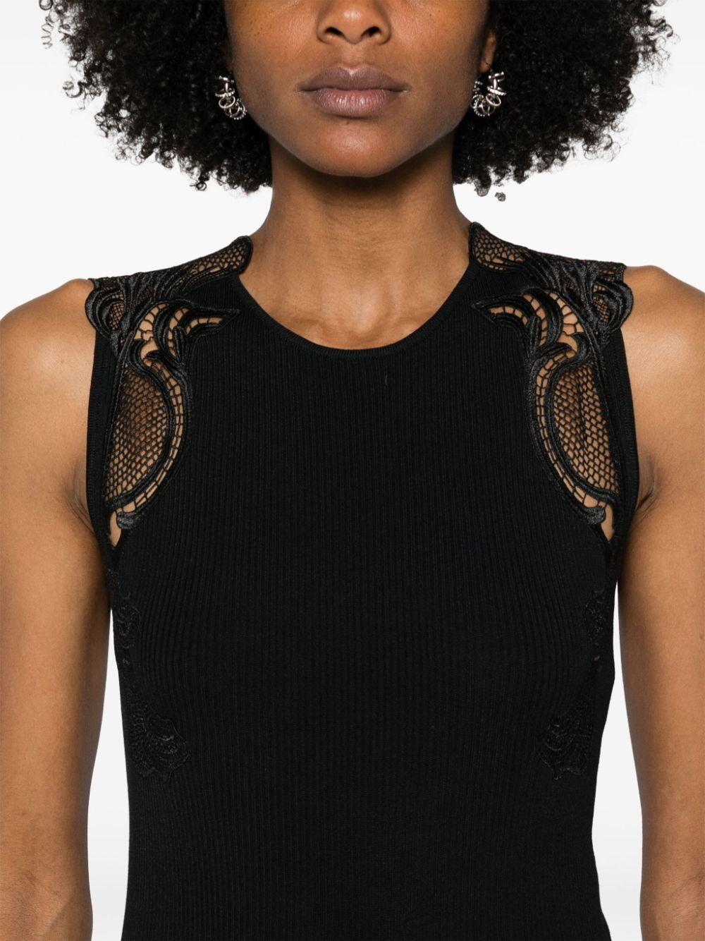 lace-detail ribbed-knit top Product Image