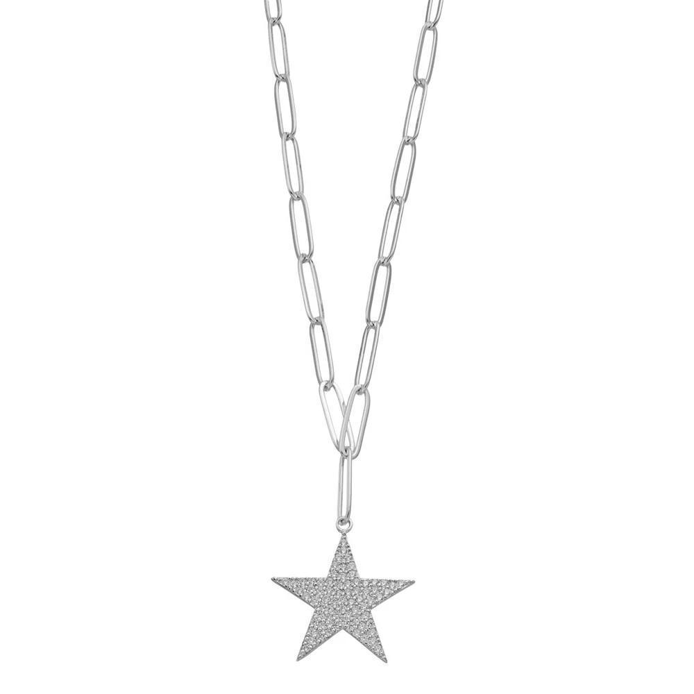 Rosabella Sterling Silver Cubic Zirconia Star Pendant Necklace, Women's, Size: 18" Product Image