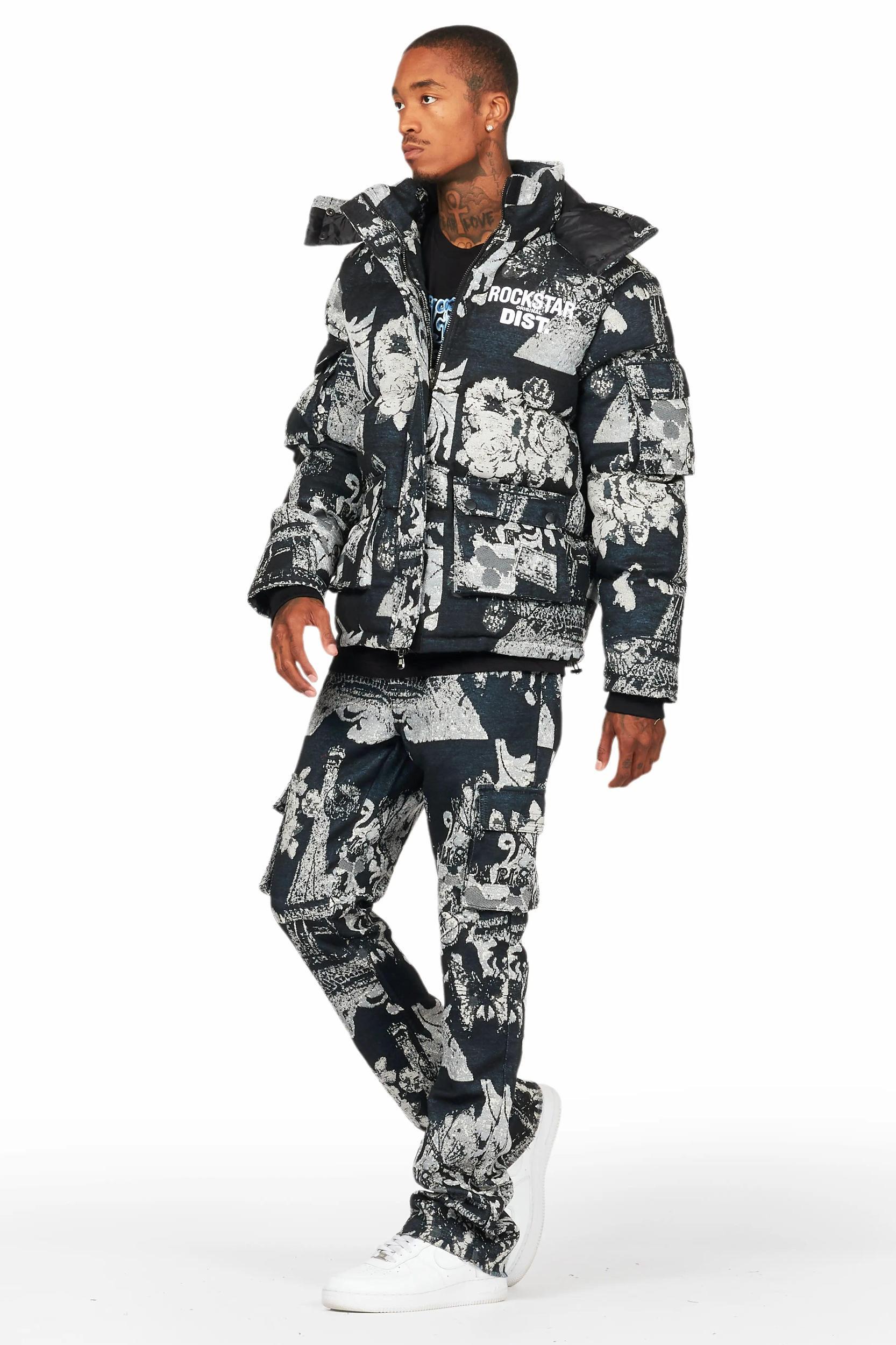 Lamont Black Tapestry Puffer Jacket Male Product Image