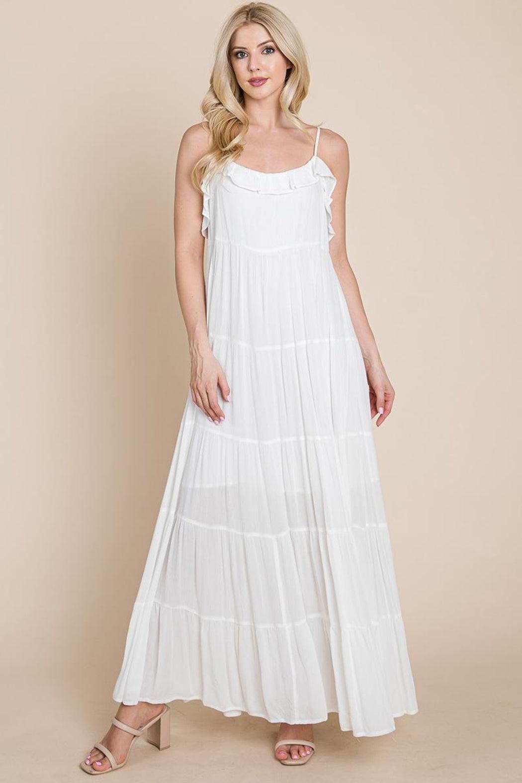 Tiered Tie Strap Cami Maxi Dress Product Image