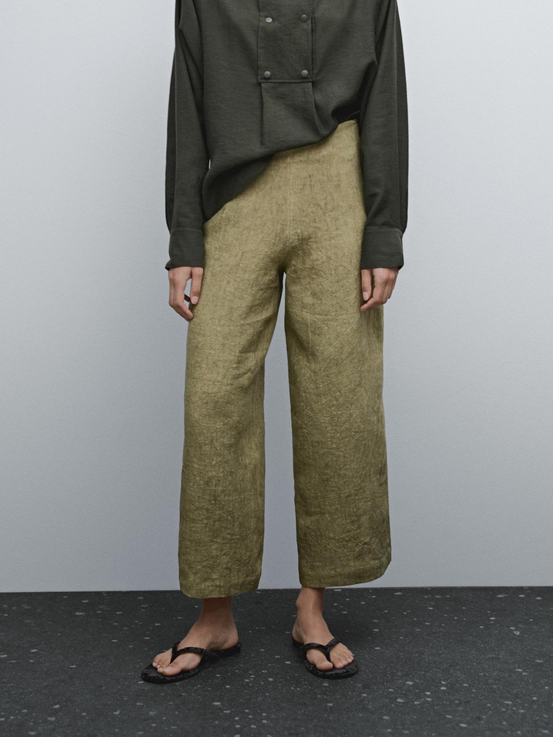 Flowing 100% linen trousers Product Image