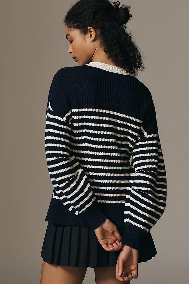 Maeve Blouson Sleeve Crew-Neck Cardigan Sweater Product Image