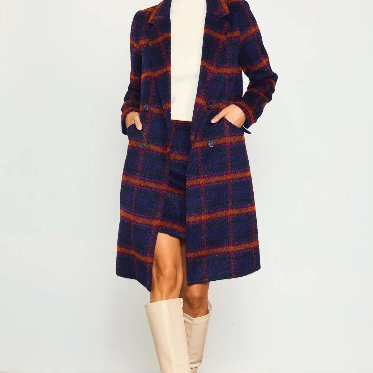 Double Breasted Plaid Coat Product Image
